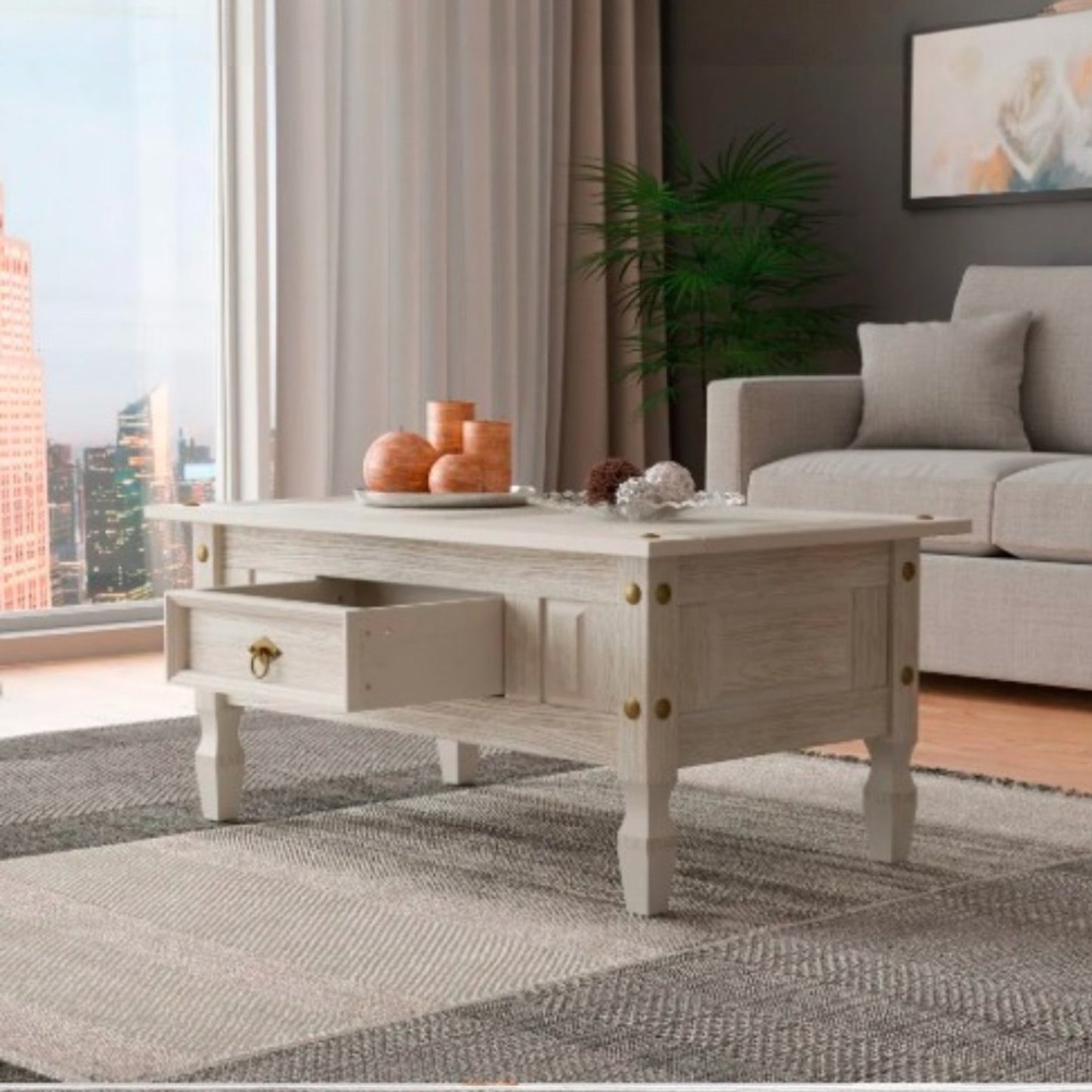 Mesa de Centro Blanco 1 Cajón